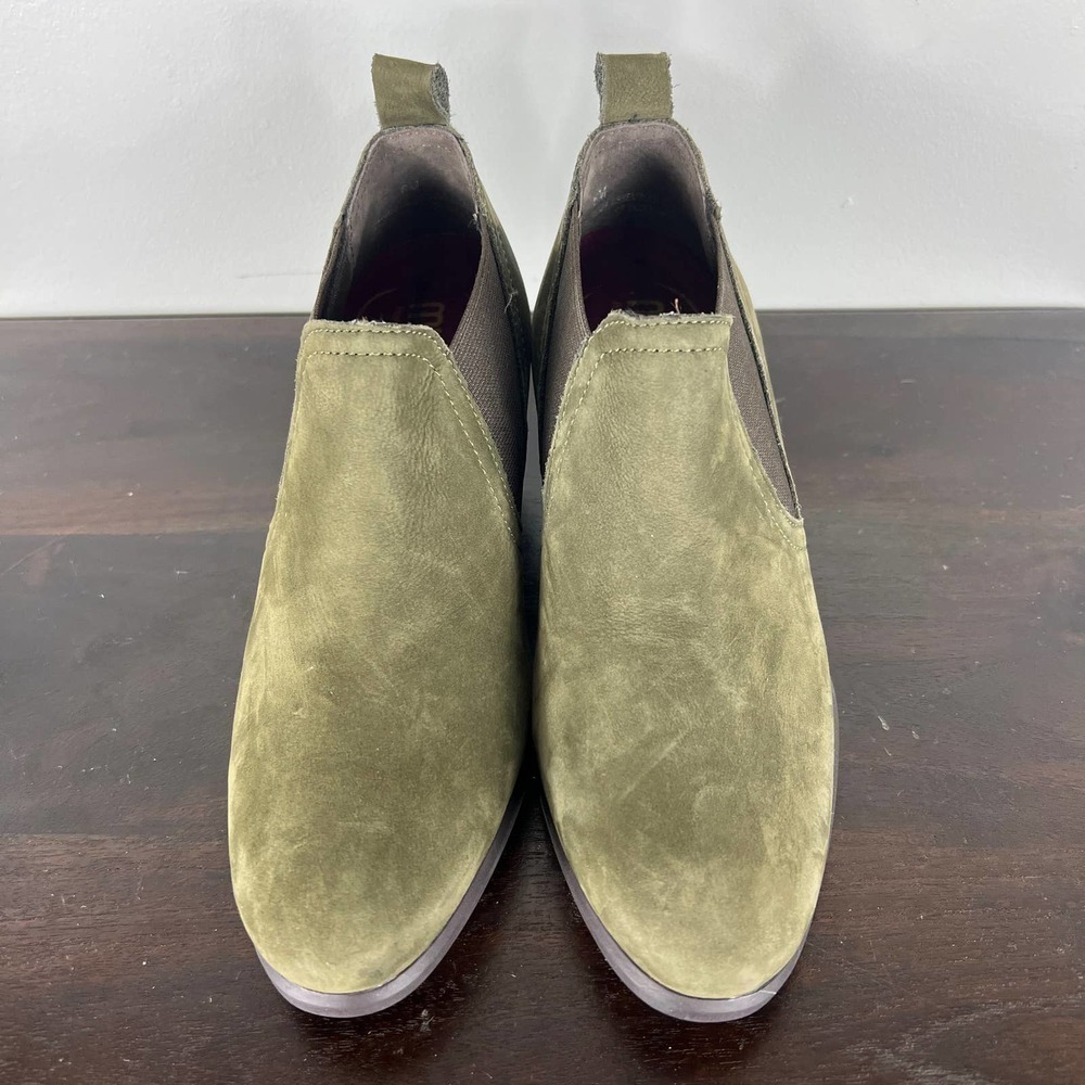 Munro Jessie Heeled Nubuck Leather Booties Herb Green Size 6m New Without Box